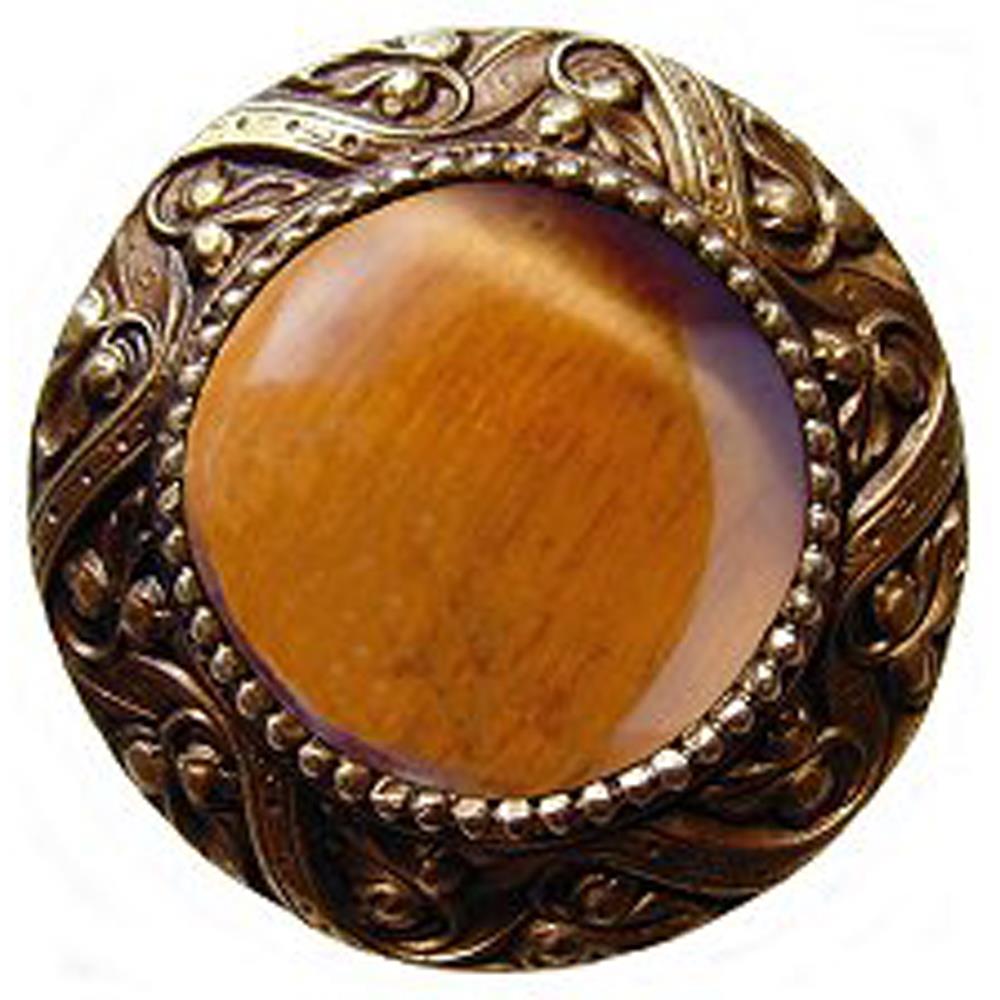 Notting Hill NHK-124-AB-TE Victorian Jewel Knob Antique Brass/Tiger Eye natural stone